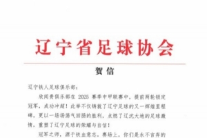 辽宁铁人向各地方体育局、足协以及各俱乐部表示诚挚的感谢！