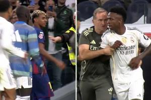 亚马尔问维尼修斯“要动手吗？”，维尼修斯回应“来啊！”