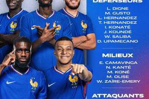 法国名单：姆巴佩领衔，坎特、萨利巴入选，登贝莱、琼阿梅尼伤缺